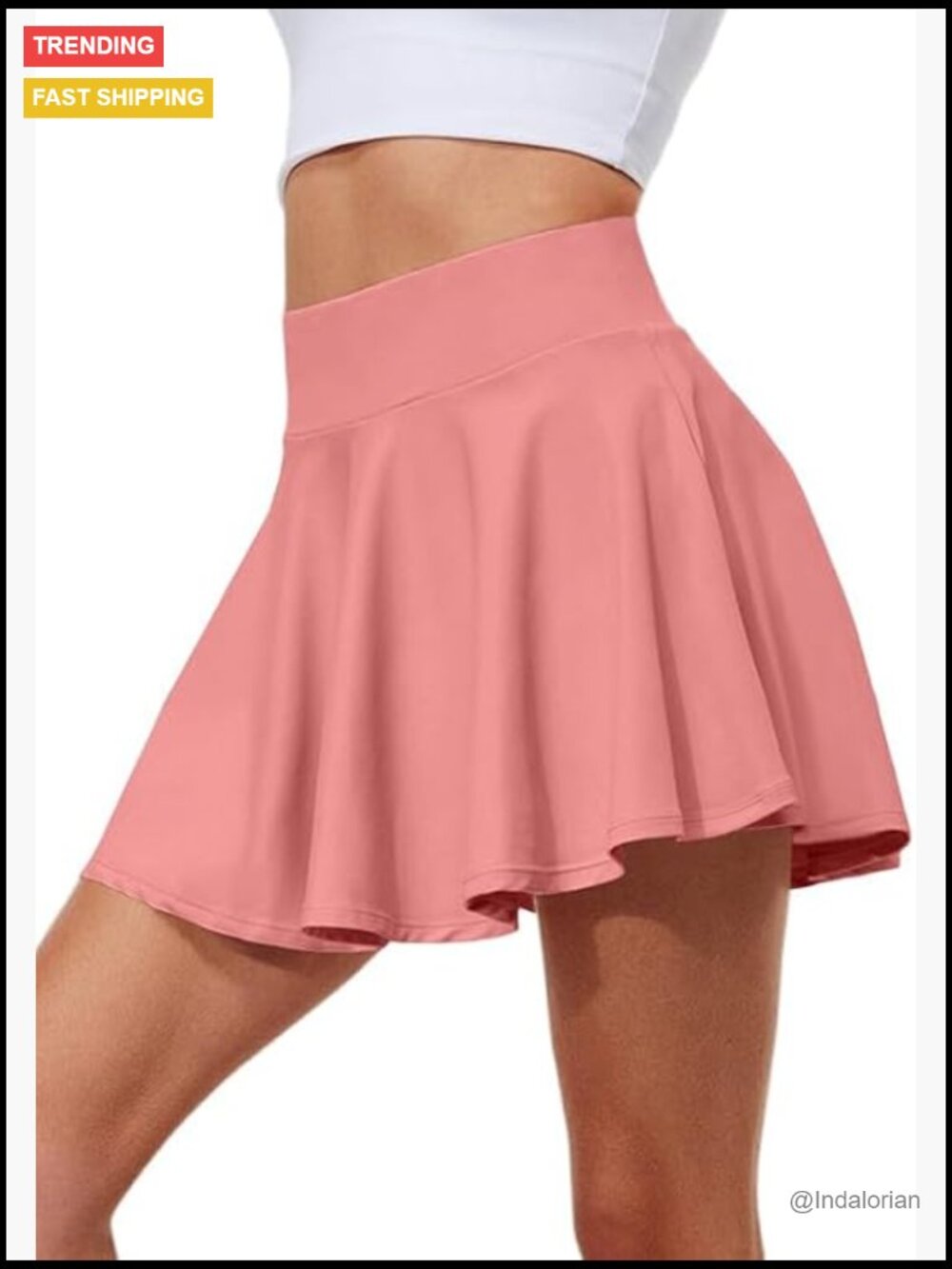 Polyester Blend Pleated Tennis Skirt with Tummy Control and Pockets